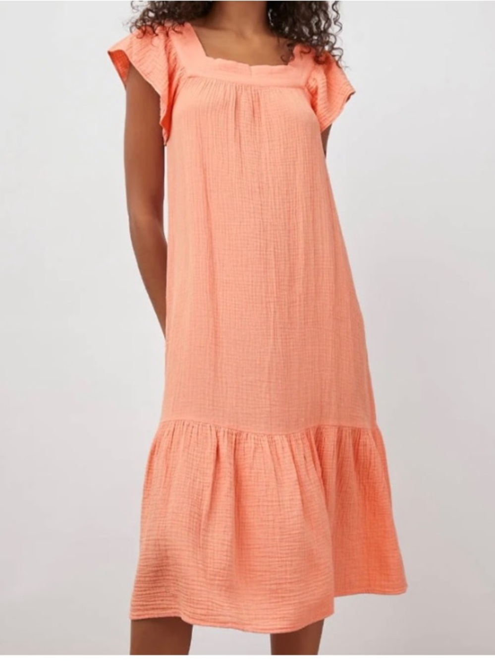 Rails Skylar Cotton Gauze Midi Dress Peach Amber
